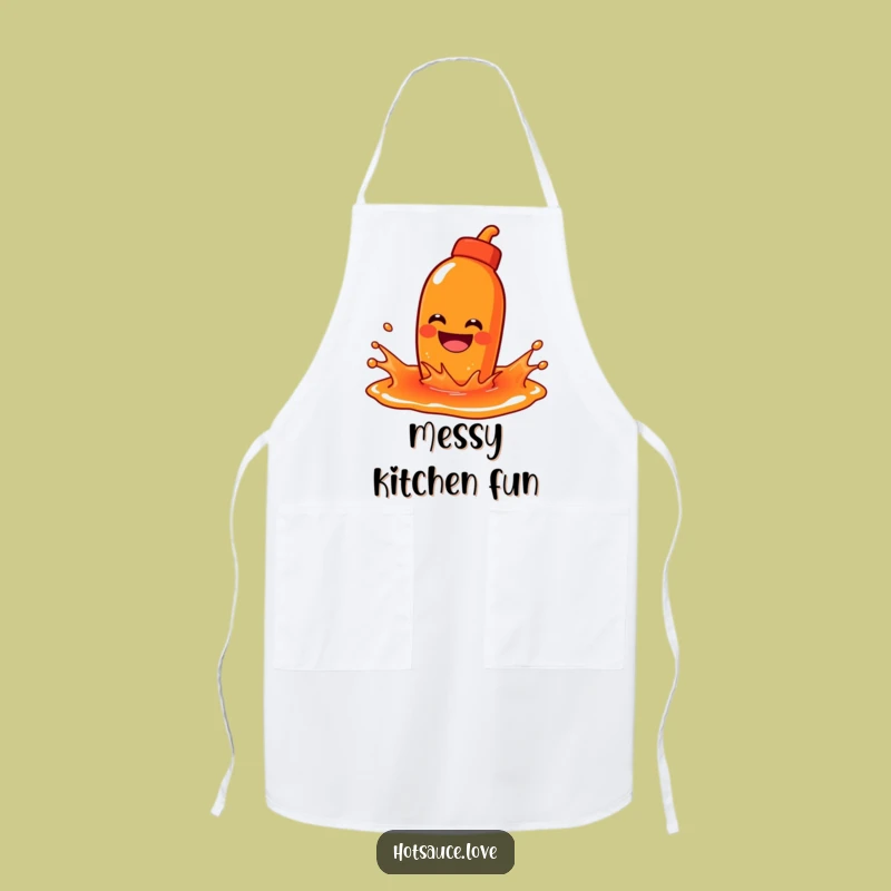 Funny Splashing Hot Sauce Apron: Grinning Chef, Kitchen Funny Gift