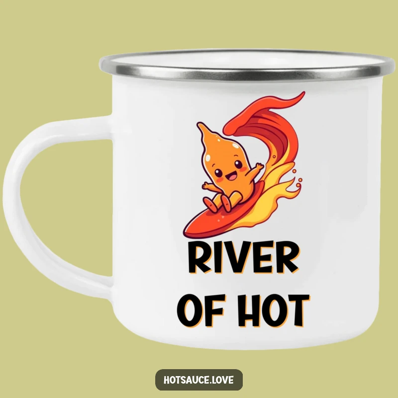 Funny Hot Sauce Wave Camping Mug: Surfer Buddy, Adventure Funny Gift