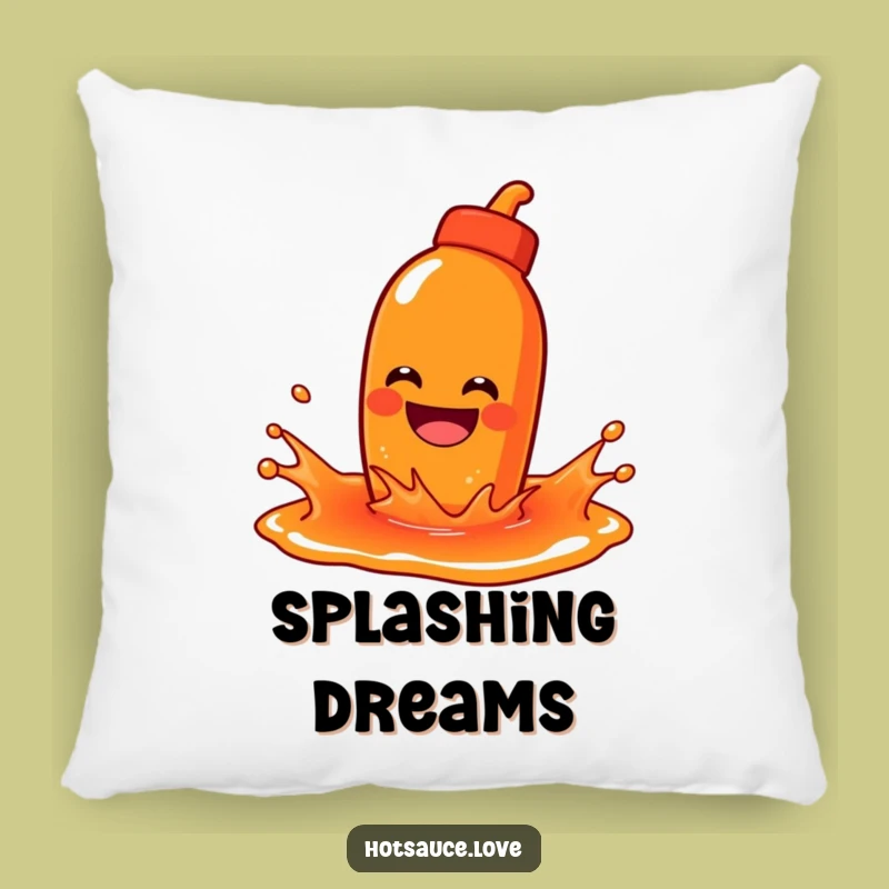 Funny Splashing Hot Sauce Pillow: Cozy Grinning Character, Comfy Funny Gift