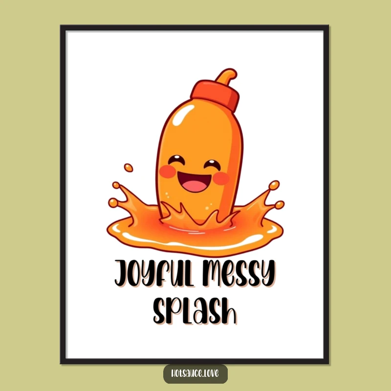 Funny Splashing Hot Sauce Digital Print: Grinning Art, Instant Funny Gift