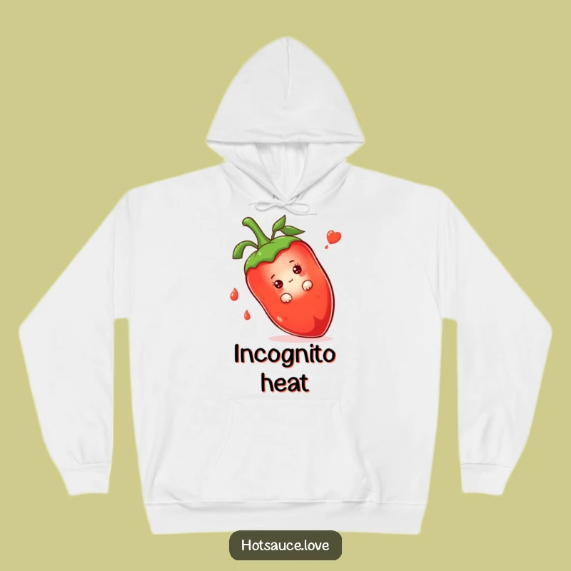 Funny Shy Hot Sauce Hoodie: Cozy Peeking Character, Warm Funny Gift