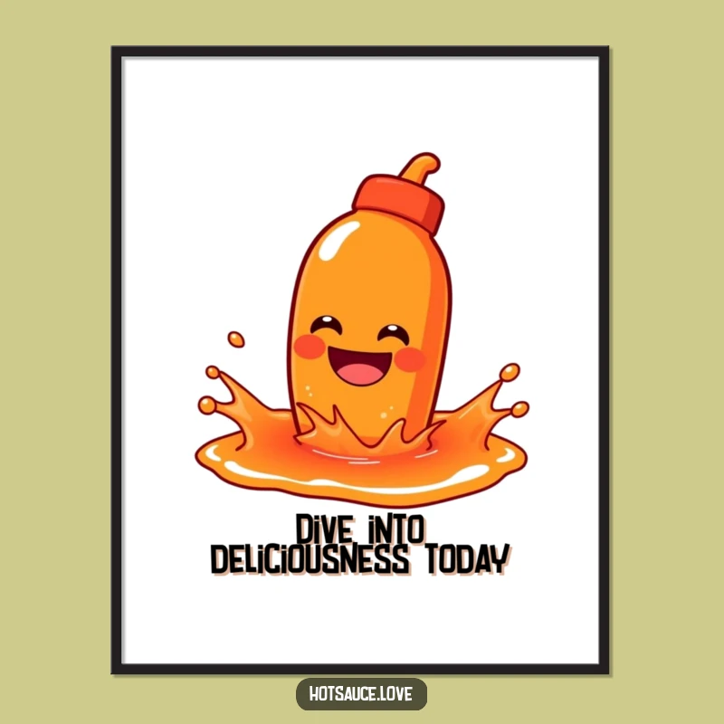Free Printable Wall Art Splashing Hot Sauce - Playful Puddle Home Decor Digital Download