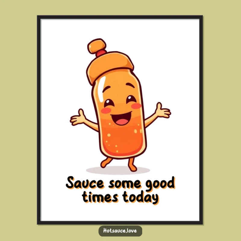 Free Printable Wall Art Funny Dancing Hot Sauce - Humorous Home Decor Digital Download
