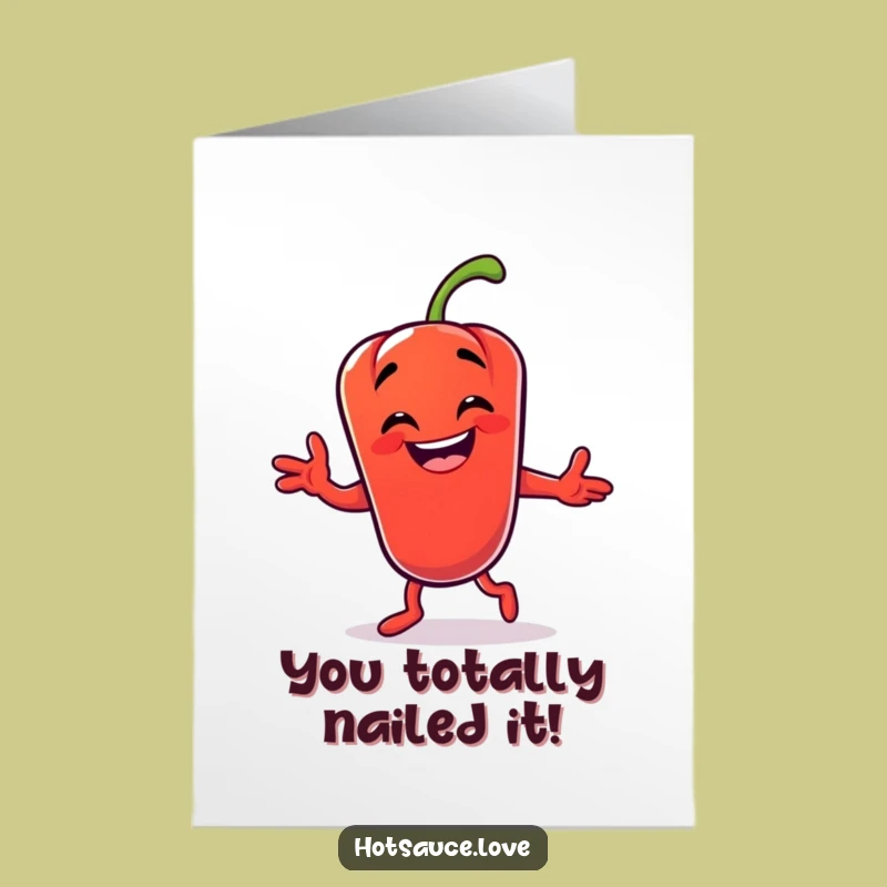 Funny Free Printable Congrats Card: Spicy Chili Pepper's Silly Dance for Your Big Win